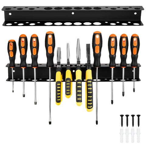 Heavy Duty Wall Mounted Tool Organizer Rack for Garage and Shop Space Saving Storage for Screwdrivers, Pliers, Hammers