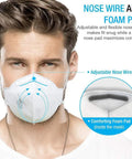 Person wearing NIOSH Certified N95 Mask Particulate Respirator For Everyday Use With Adjustable Nose Clip And Latex Free All Day Comfort 95 Percent Filtration Pack Of 10 Model FT N040 TC 84A 7861 Approved