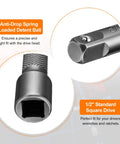 Heavy Duty 1/2 Inch Drive Deep Impact Socket Set Featuring a Massive 19mm Metric Size With A Long 5 Inch Extension Bar And Ratchet Wrench for drive fit