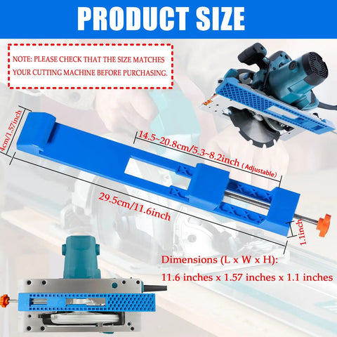 Pro Grade Circular Saw Milling Clamp And Base Guide For 4 To 6 Inch Cutting with dimensions and adjustable guide detail