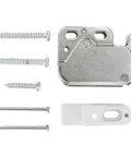 Push To Open Mini Cabinet Latch With Automatic Lock, Steel Spring Catch And Nylon Roller components with screws and roller