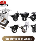 Rectangle Rubber Caster Cups No Slip Furniture Pads 8 Pack 2.9 by 2.3 Inches Anti Slip Grippers displayed with various wheel types