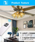 Ceiling Fan Remote Control Kit With Receiver And 3 Speed Light Dimmer shown with a ceiling fan in a living room setup.