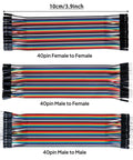 Jumper Wire Kit 120 Piece Set With Three 40 Pin Jumpers, 10 Cm Length, Multicolor Ribbon Cables, Male to Male and Female connectors