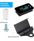 Waterproof Battery Monitor With Bracket For 7 To 100V Systems Digital Display package with bracket, tape, and screws
