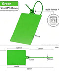 Large 50 Pack Plastic Shipping Tags With Metal Insert Lock 4x3.2 Inch Waterproof Blank Cargo Labels For Heavy Duty Logistics And Asset Tracking green plastic tag with dimensions 80x100mm