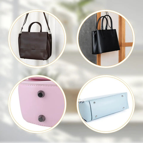 Top Tier Brass Purse Feet For Handbags And Totes - Screw Back Badass Bottom Guards on various leather bags and totes.