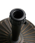 Heavy Duty Round Antiqued Bronze Umbrella Base, 18 Inch, 30.2 Lb Resin Patio Outdoor Stand With Decorative Pattern close-up view