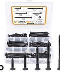 Workhorse Heavy Duty Hex Lag Bolts Set Stainless Steel 304 Black Oxide Coated 108 Piece Kit with various bolt sizes.
