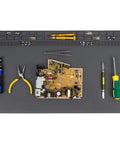 Extra Large Soldering Mat Silicone Workstation Pad 23.5x13.7 Inches with tools and circuit board for electronics repair
