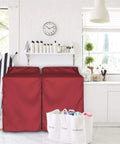 Two Pack Waterproof Washer And Dryer Covers With Zipper For Front Load And Top Load Machines Red Durable Fabric All Weather Protection For Laundry Room