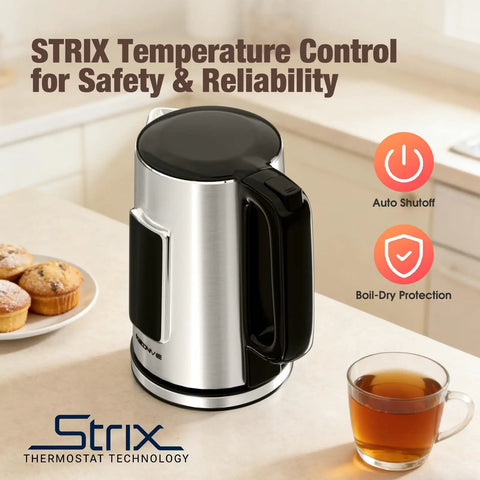 1.7L Electric Kettle With Touch Screen Control, Fast Boil, Auto Shut Off, Double Wall Design, Six Temperature Presets For Tea And Coffee