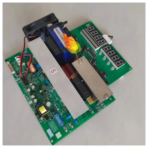 25KHz 200W Ultrasonic Cleaner PCB Driver Board with Display, showcasing circuit layout and components for precision cleaning systems.
