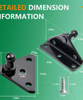 Heavy Duty 10mm Ball Stud Mounting Brackets For Gas Struts 4 Piece Galvanized Steel Kit With 16 Screws detailed dimensions and design.