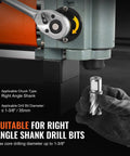 Compact Horizontal Magnetic Drill Press For Tight Spaces with right angle shank fitting for drill bits.