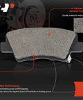 Rear Solid Disc Brake Rotors And Ceramic Pads Kit For Select Hyundai And Kia Models Including Elantra Elantra Coupe Elantra GT Veloster Forte Forte Koup Forte5 And Soul 10.31 Inch 261.9mm Street Ready Brake Upgrade with detailed ceramic pad close-up