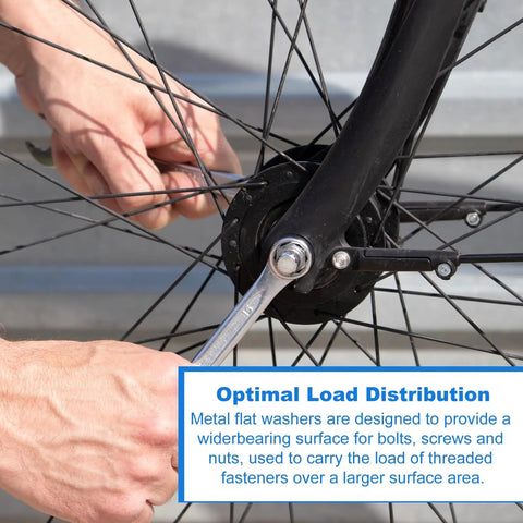 M4 Fender Washers Black Oxide Carbon Steel Flat Gaskets For Screws Bolts 100 Piece Pack used in bicycle wheel assembly.