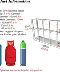 Heavy Duty Stainless Steel Gas Cylinder Storage Rack For 4 L Cylinders, product dimensions and details
