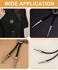 All In One Bolo Tie Findings Kit With 36 Pieces Including 12 Silver Cord Tips 12 Bronze Cord Tips 6 Silver Slides And 6 Bronze Slides For Legit DIY Jewelry Making And Cowboy Style Necklaces on bolo ties
