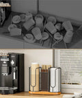 Before and after comparison with Cup And Lids Holder With Wooden Base For Disposable Cups Straws Organizer And Dispenser On Countertop Coffee Station Bar Restaurant Office Breakroom Kitchen Paper And Plastic Cup Holder Storage Shop