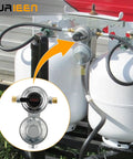 SURIEEN 2-stage propane regulator with auto-changeover for RVs; dual-tank system with brass fittings.