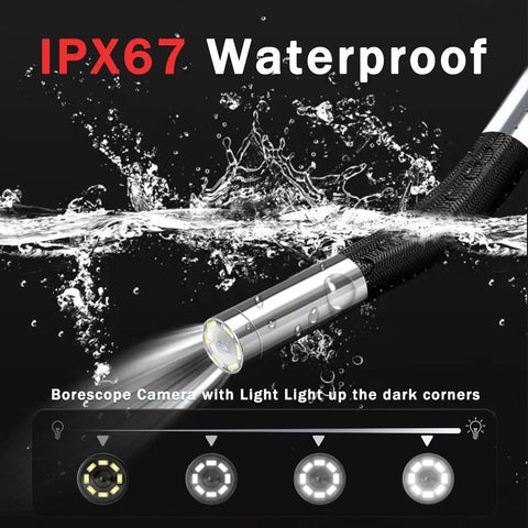 Articulating Borescope Camera With Light For Automotive And Industrial Inspection, 210 Degree Two-Way Probe, waterproof design