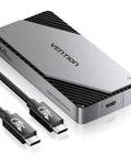 Blazing Fast M2 NVMe SSD Enclosure In Solid Aluminum Built In Cooling Fan For Thunderbolt And USB with 40Gbps cable.