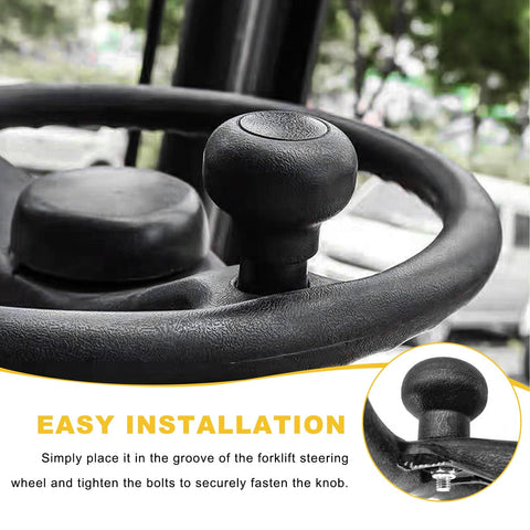 Steering Wheel Knob Spinner For One-Hand Driving, Non-Slip Universal Wheel Rotator installed on forklift wheel