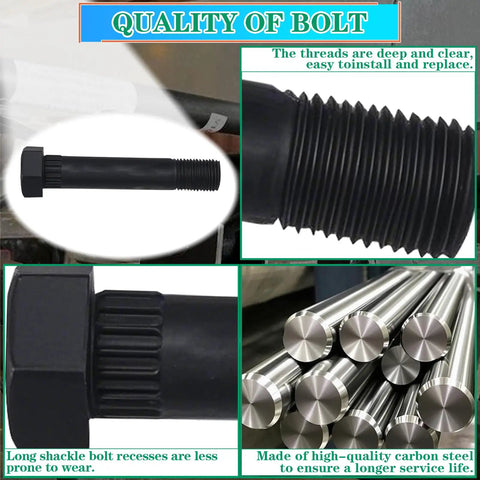 Heavy Duty Trailer Shackle Kit For Double Eye Leaf Spring, Seven Shackle Bolts Nine Sixteenth Inch Long, quality detail