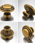 10 Pack Antique Brass Round Top Ring Cabinet Knobs, 35mm Diameter Zinc Alloy Handles for kitchen cupboards and drawers