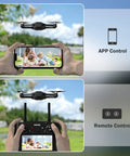 GPS Drone With EIS Camera And Four Point Five Inch LCD Screen On Controller For FPV Drones in APP and Remote Control modes.