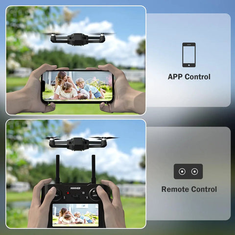 GPS Drone With EIS Camera And Four Point Five Inch LCD Screen On Controller For FPV Drones in APP and Remote Control modes.
