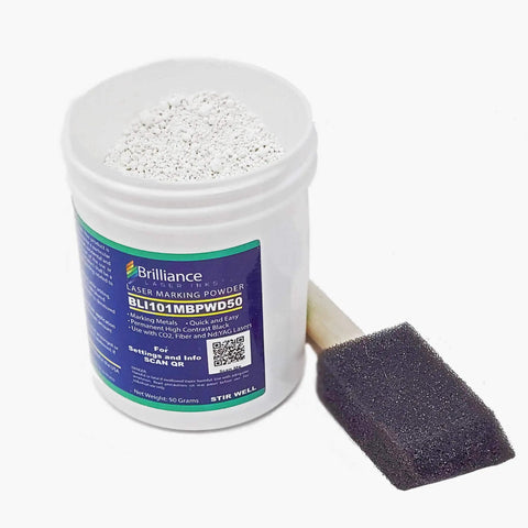 50 Grams Black Metal Marking Powder With Foam Brush For Fiber YAG And CO2 Laser Engravers Pro Grade Permanent High Contrast Metal Engraving Kit For Aluminum Stainless Steel Brass Copper Pewter