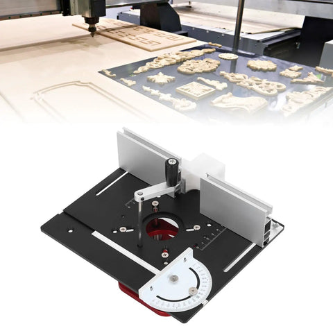 Four Jaw Clamping Router Lift System With 51mm Stroke And Precise 1mm Increments Base Plate Fit For 64 To 66mm Motors Engraving Slotting Chamfering And Table Saw Insert Setup For Pro Grade Woodworking Upgrades. Router lift base plate with 51mm stroke, aluminum alloy and stainless steel, for CNC engraving