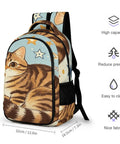 Vintage Star Tabby Kitty Print Unisex Backpack With Large Capacity For School And Travel Everyday Durable Polyester Daypack