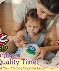 Mother and child using Punch Needle Coaster Kit For Easy DIY Embroidery 6 Piece All In One Set With Fun Patterns Tools Yarns Hoop Instructions