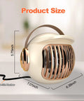 Portable 400W Space Heater For Office And Desk Use, Mini Tent Warmer For Camping, Cream White, Dimensions Shown, Indoor Only