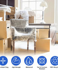Industrial Grade Clear Hand Stretch Wrap Film Two Pack Eighty Gauge Six Inch Wide One Thousand Feet Heavy Duty Packing Rolls for sealing a chair.