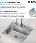 25 Inch Top Mount Single Bowl 18 Gauge Stainless Steel Kitchen Sink With Noise Defend Soundproofing And Dent Resistant Build