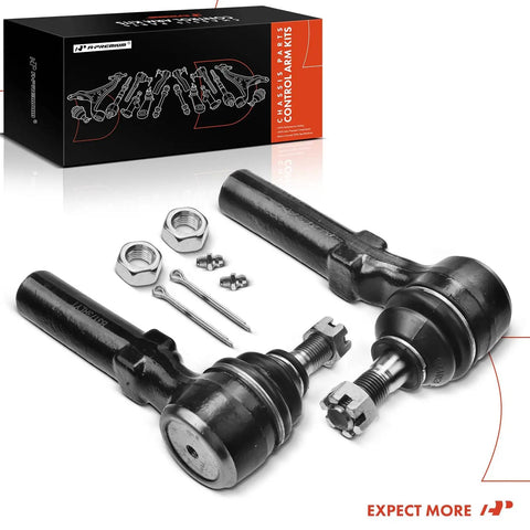 Front Outer Tie Rod End Fits Chrysler Neon 2000 2002, PT Cruiser 2001 2010, Dodge Neon 1995 2005 SX 2.0 2003 2005, Plymouth Neon 1995 2001 Left and Right Replacement, black steel pair with hardware