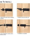 Step-by-step installation guide for Kickass Heavy Duty Slide Bolt Gate Latch, Solid Stainless Steel, 7.8 Inch, Black Double Pack.