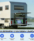 12V 100Ah LiFePO4 Battery With Built-In 100A BMS installed in RV, powering appliances, showcasing outdoor setup