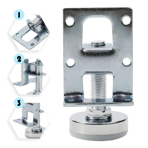 Four Pack Furniture Leveling Feet With Hex Key Cold Rolled Steel Leveler Legs close-up showing threads and hex adjustment