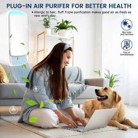 Smooth Operator Plug In Air Purifier Using Negative Ion Tech To Kick Dust And Pet Odors Out Of Bedrooms And Offices Whisper Quiet Operation Scrubs Allergens Fast Slick White Shell Keeps Your Spot Fresh On Demand Without Extra Hype Or Complicated Setup