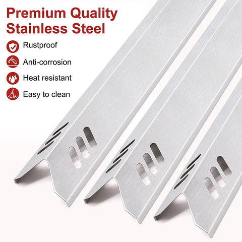 Premium quality stainless steel of Heat Shields And Heat Tent Replacement Parts Pack For Dyna Glo DGF493BNP Grills 15 Inch Long 4 Pack Durable BBQ Grill Shield Set For Smoke Grills And Outdoor Cooking.