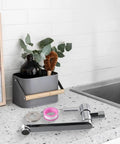Cold Only Wall Mounted Faucet, Extended Reach 304 Stainless Steel Rotatable Kitchen Sink Tap with Single Lever for Mop Pool(20cm) on counter with accessories.