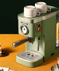 Retro Green Coffee Machine With Milk Frother And Capsule Pod Brew Your Daily Brew Espresso Maker For Home Kitchen