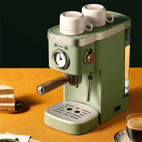 Retro Green Coffee Machine With Milk Frother And Capsule Pod Brew Your Daily Brew Espresso Maker For Home Kitchen
