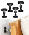 Heavy Duty Anti Shake Bed Frame Stabilizers Adjustable Threaded Headboard Stops For Beds And Cabinets No Sweat Install, Black set of four stabilizers.