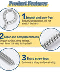 Product features of Hard As Nails Eye Hooks And Screw Eyes Assortment Kit with 195 Silver Finished Eyelet Screws.